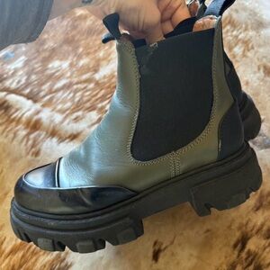 Ganni Green and Black Ankle Boots